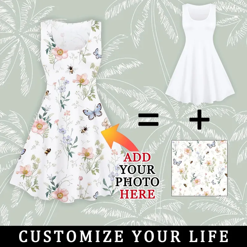 Vestido feminino de verão personalizado, adicione seu design personalizado, elástico, slim, vestidos suspensores, elegante, roupas sexy, festa, presente de aniversário — image 4