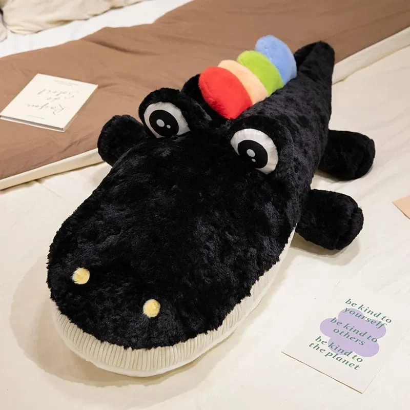 55/75cm bonito deitado crocodilo pelúcia travesseiro postura propensa jacaré almofada de pelúcia sofá cama nap brinquedo de pelúcia decoração para casa presente