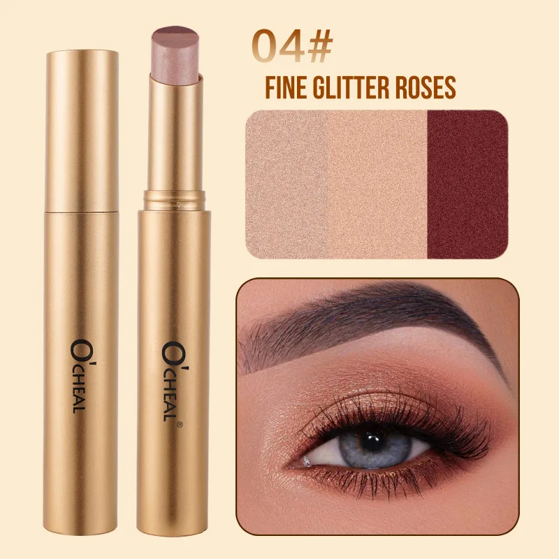 Sombra de olho perolada fosca em 3 cores, à prova d'água, durável, brilho, maquiagem para os olhos, cosméticos de longa duração