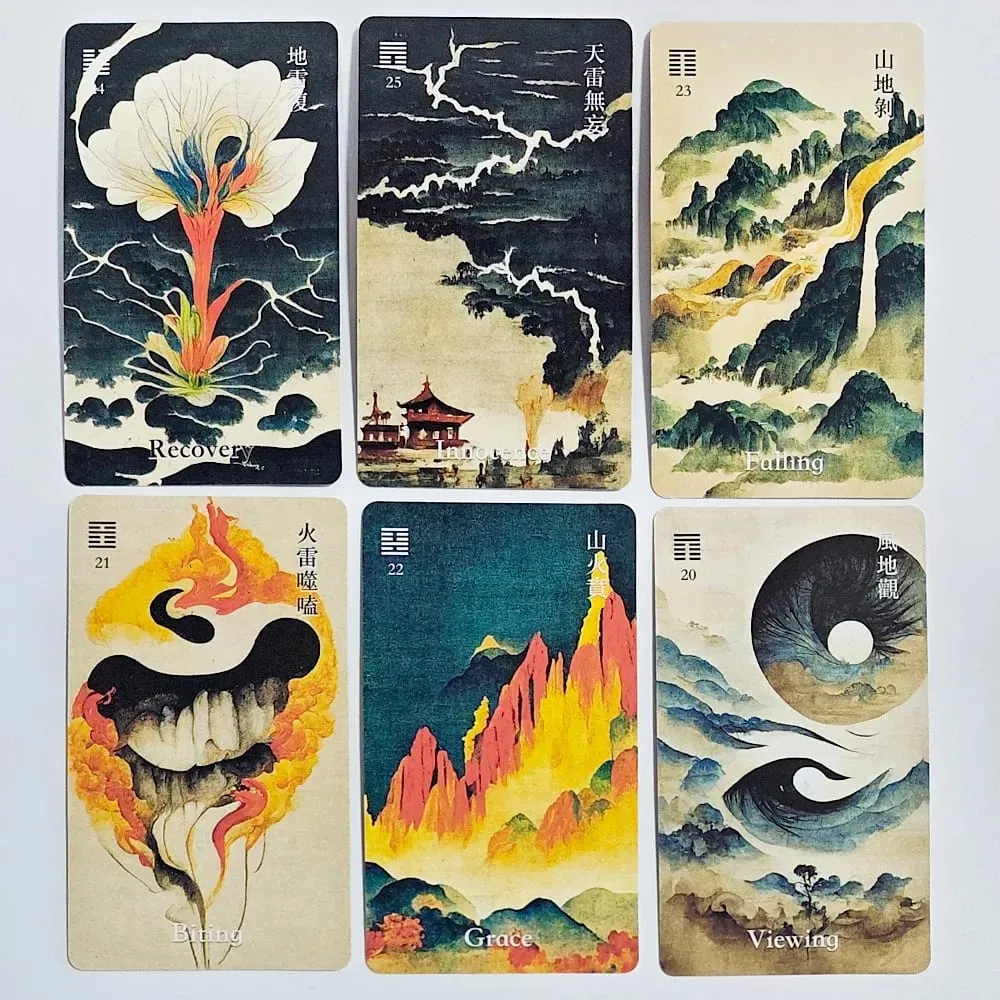64 cartões i-ching oracle deck tinta tradicional estilo arte ferramenta de adivinhação chinesa para orientação espiritual e meditação 10.3*6cm — image 2