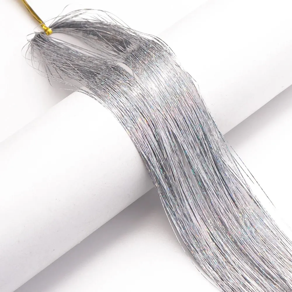 3 unidades/pacote 120cm multicolorido pet llaser cabelo enfeites extensões de cabelo metálico para diy festa cosplay acessórios de decoração de cabelo