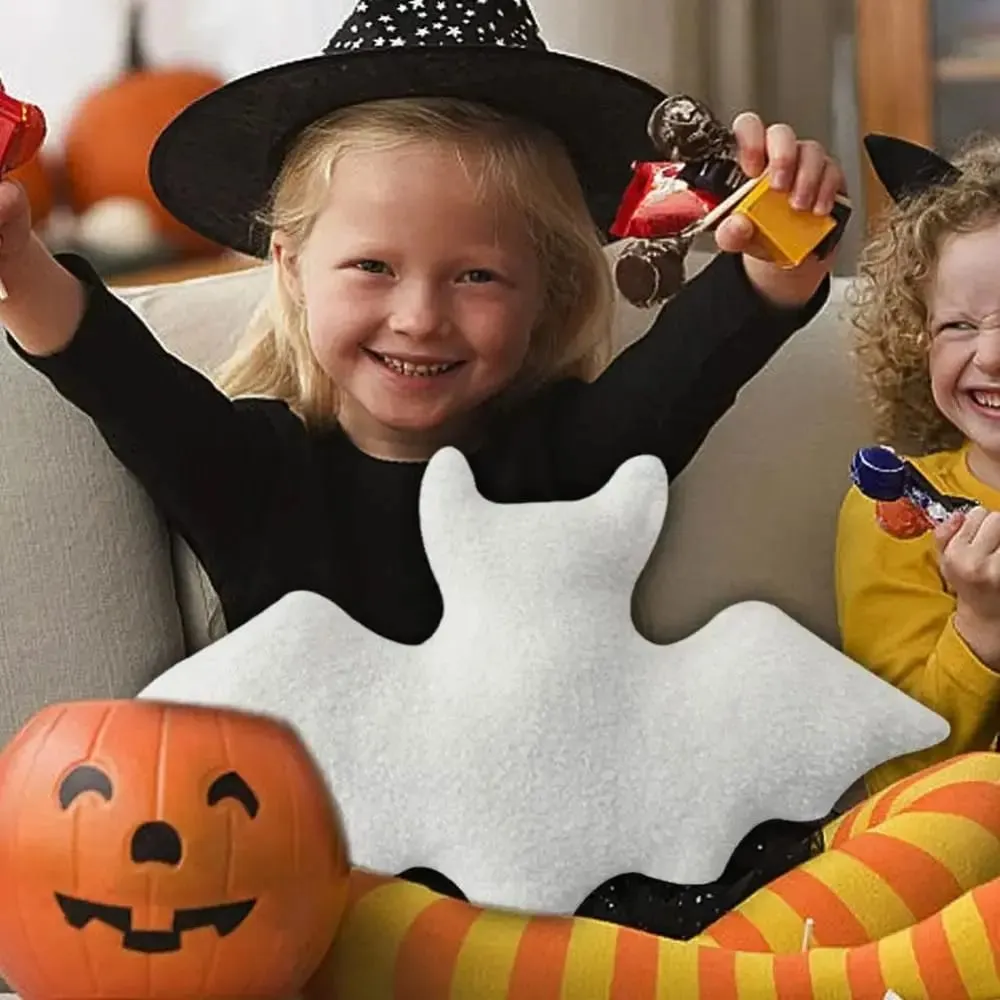 Material de pelúcia morcego travesseiro de pelúcia tema de halloween tecido macio morcego modelagem travesseiro preto branco marrom pelúcia animal para meninas