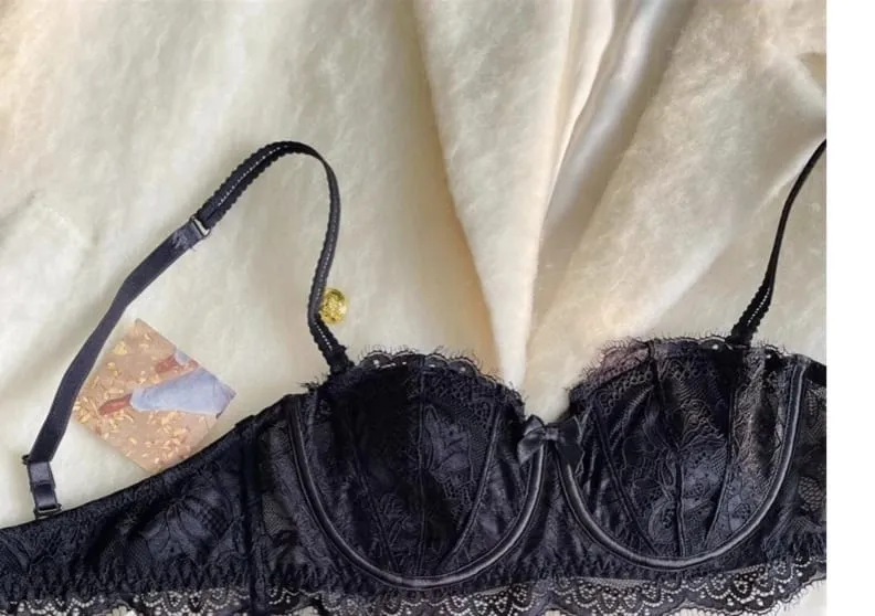 French Half Cup Rabbit Ear Bra Set Hot Sale Strapless Non‑Slip Minimizer Side Support Anti‑Sag 32‑38 Women Lingerie