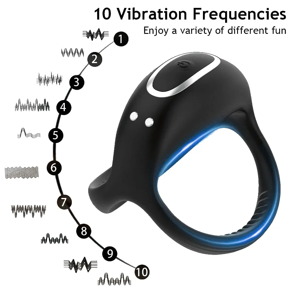 Vibrating Cock Ring for Men Silicone Penis Rings Intense Vibration Mens Vibrator Longer Harder Stronger Erection Adult Sex Toys