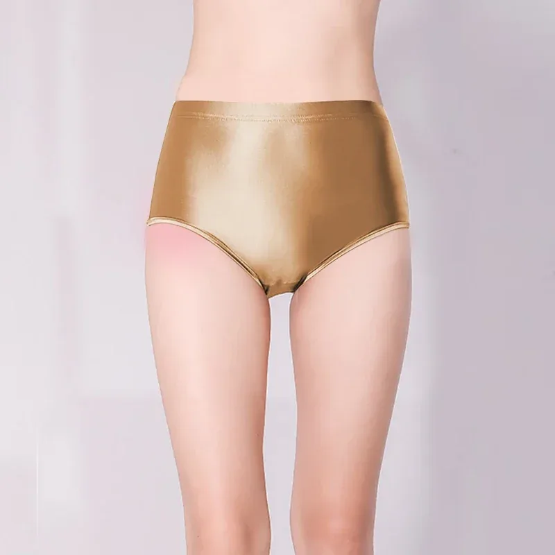 Brilhante sem costura elastano shorts sedoso suave sexy calças sólidas calças de cintura alta motociclista correndo treino cuecas masculinas