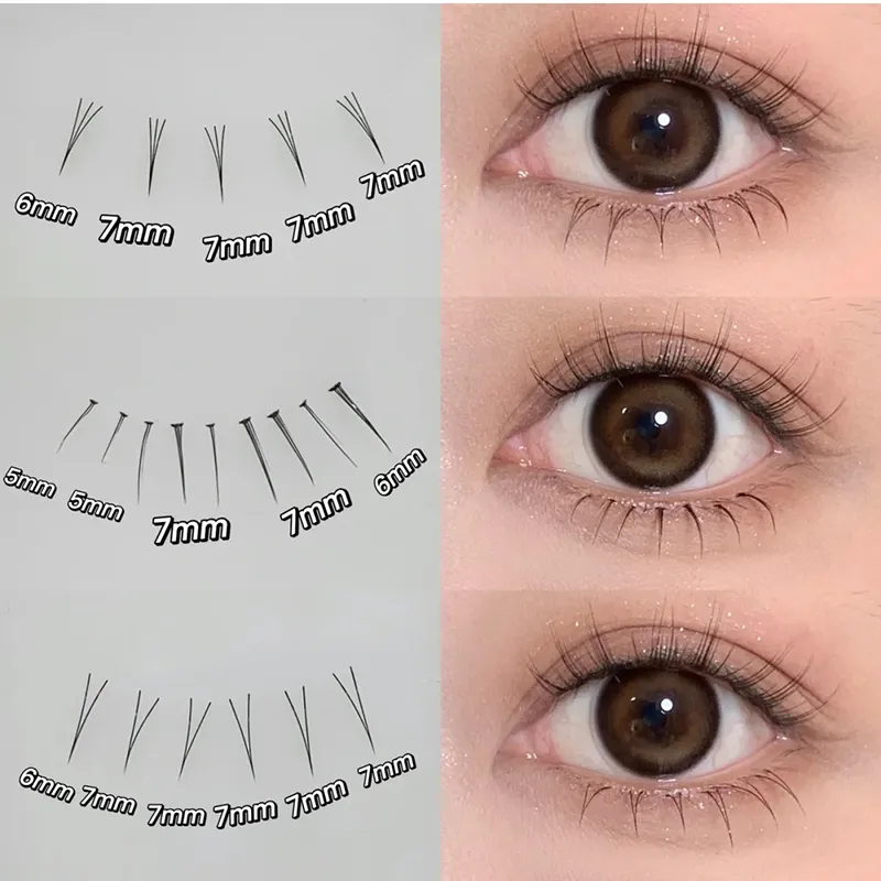 J onda v forma sob cílios quadrinhos olho cílios naturais inferiores cílios macios manga cílios cachos cachos maquiagem coreana