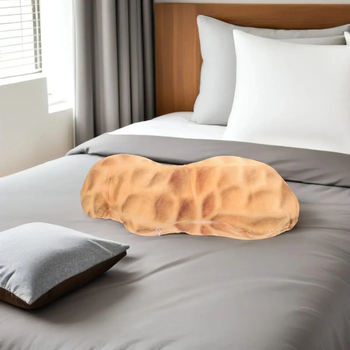 Travesseiro decorativo macio em formato de amendoim criativo, suporte de pescoço de 45 cm para sofá-cama, travesseiro de pelúcia fofo para uso doméstico