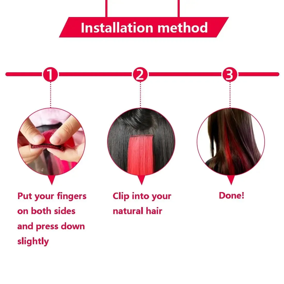 5 pçs clipe colorido em extensões de cabelo sintético destaques festa extensões de cabelo colorido arco-íris falso grampos de cabelo postiços — image 6