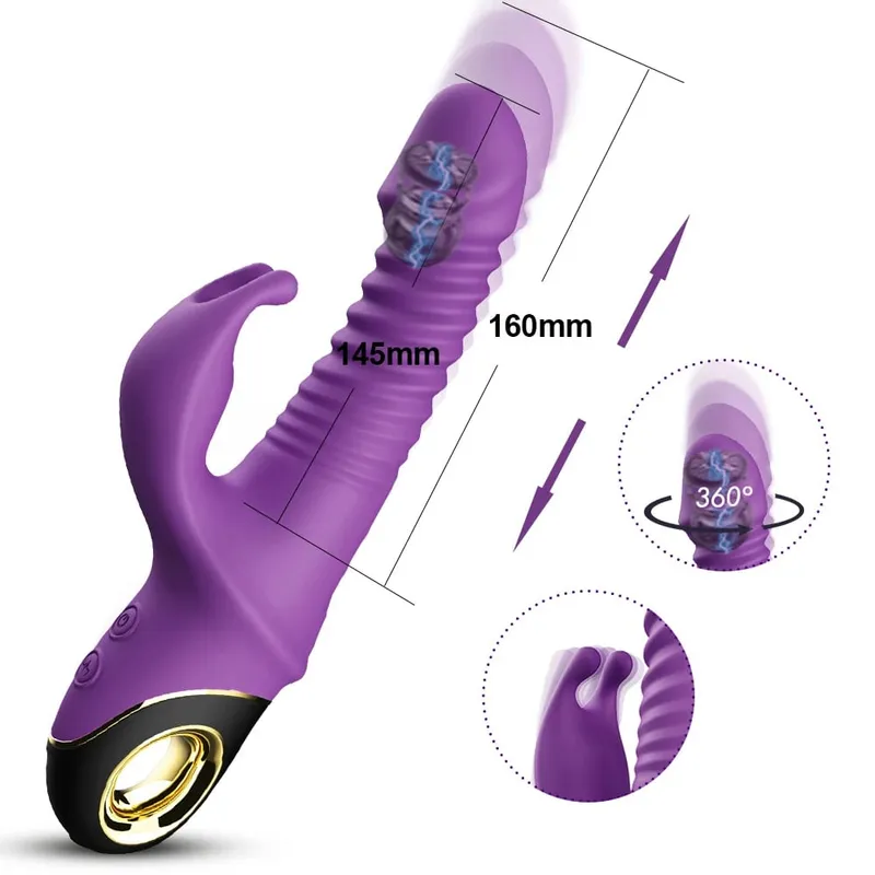 9 Mode Automatic Telescopic Rabbit Vibrator for Women G Spot Clitoral Stimulator Female Masturbator Adult Sex Toys