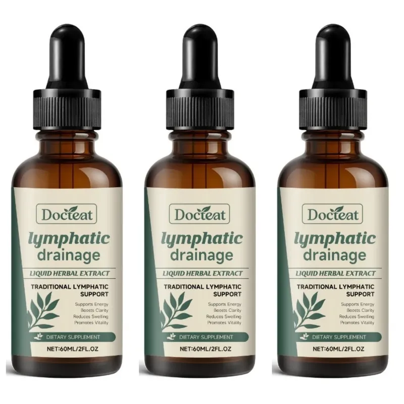 Gotas de drenagem linfática 60ml ajudam a aliviar o inchaço, sistema imunológico, extrato de saúde com cutelos, trevo vermelho, stillingia, cinza espinhosa