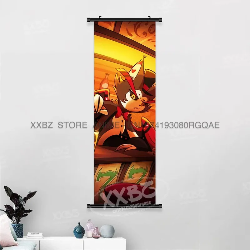 Simple Black Comedy Hazbin Hotel Home Decoration Hanging Painting Cartoon Wall Artwork Scrolls Picture Room Canvas Print Posters