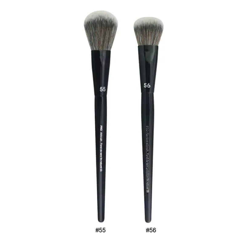 2 pçs/set Pro Preto Pincéis de Maquiagem Cabelo Sintético Pó Sombra Mancha Destaque Fundação Airbrush Difusor Make Up Brush