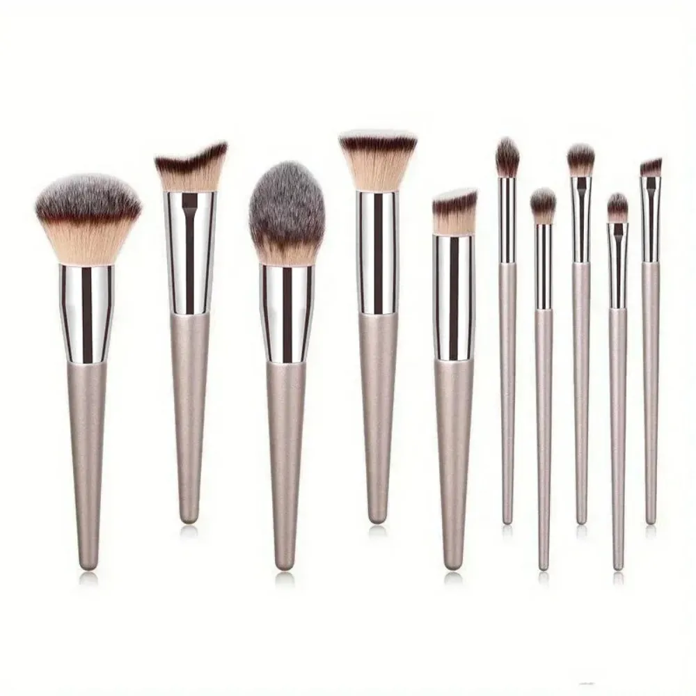 10 pçs pincéis de maquiagem conjunto completo macio fofo fundação pó solto blush corretivo sombra de olho escova ferramentas de maquiagem profissional