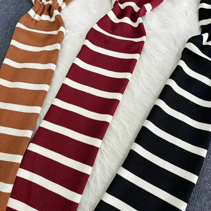 Summer Stripe Elastic Bodycon Strap Dress 2024 Sexy Beach Sundress Women Casual Slim Pencil Vestidos Maxi Long Dress