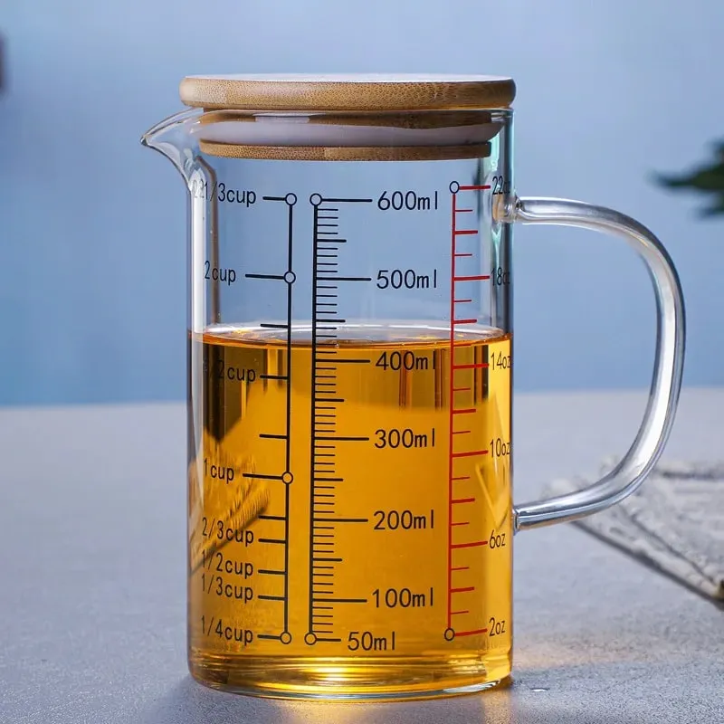 Tasses à mesurer en verre Borosilicate, tasse à échelle en verre transparent avec poignée, bec en forme de V, bécher à mesurer en verre de cuisine