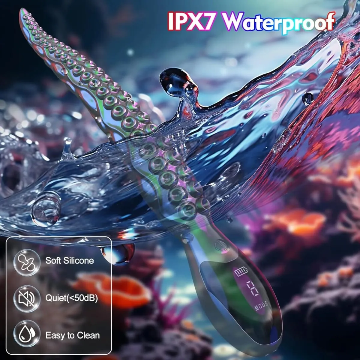 振動逼真 G 點假陽具 - LED 顯示章魚觸手陰蒂振動器 10.7 英寸矽膠假陽具成人性玩具女式 — image 6