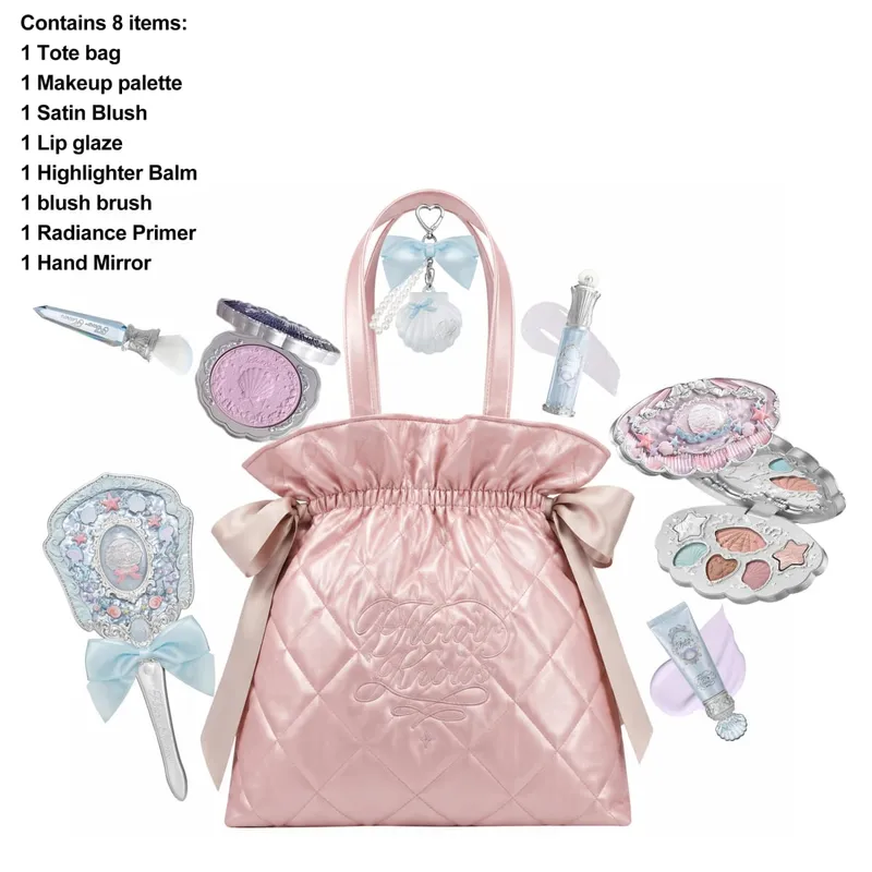 Flower Knows Limited Edition Diamond Pattern Tote Bag Makeup Set Eyeshadow Concealer Blush Eyeliner Lipstick Beauty Collection