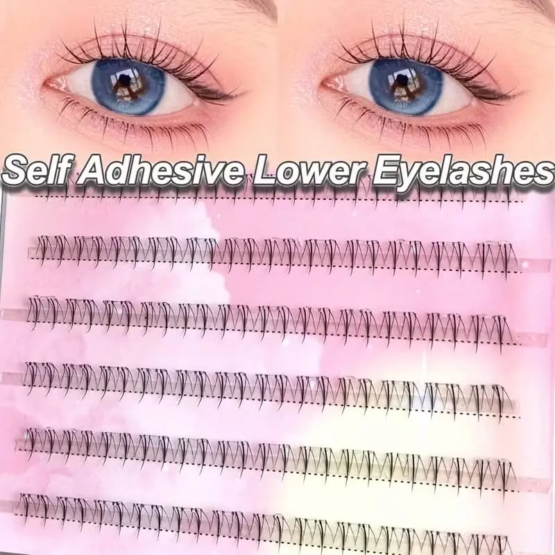 120pcs cílios inferiores autoadesivos de chama pequena e 80pcs cílios inferiores de fada sem cola 5mm de comprimento cada um para maquiagem dos olhos