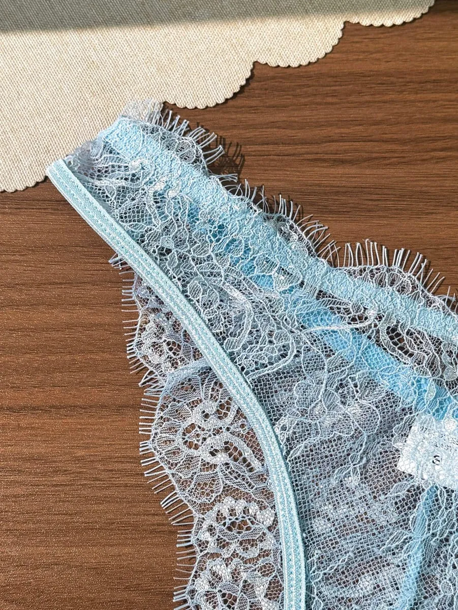 Conjunto de sutiã e calcinha de renda fina estilo básico feminino sem costura camada única roupa íntima confortável