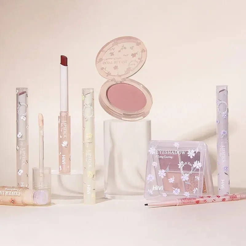 Kit de maquiagem à prova d'água, 8 peças, batom, lápis de sobrancelha, corretivo, blush, paleta de sombra, cosméticos coreanos, conjunto completo para mulheres