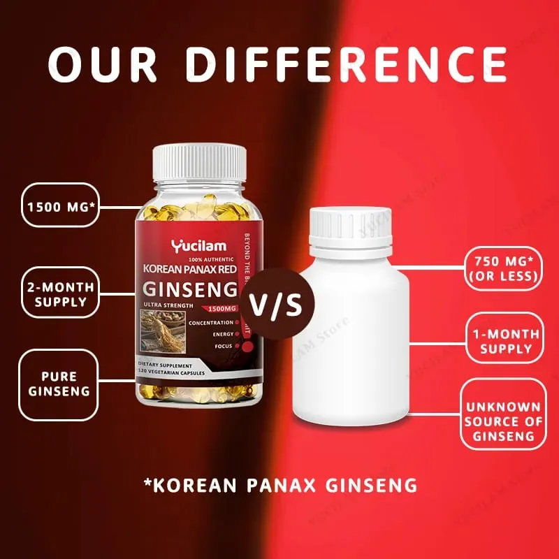 韓國紅參 1500 毫克 - 能量補充劑，促進最佳表現、專注力和活力 - 高效人參根萃取物