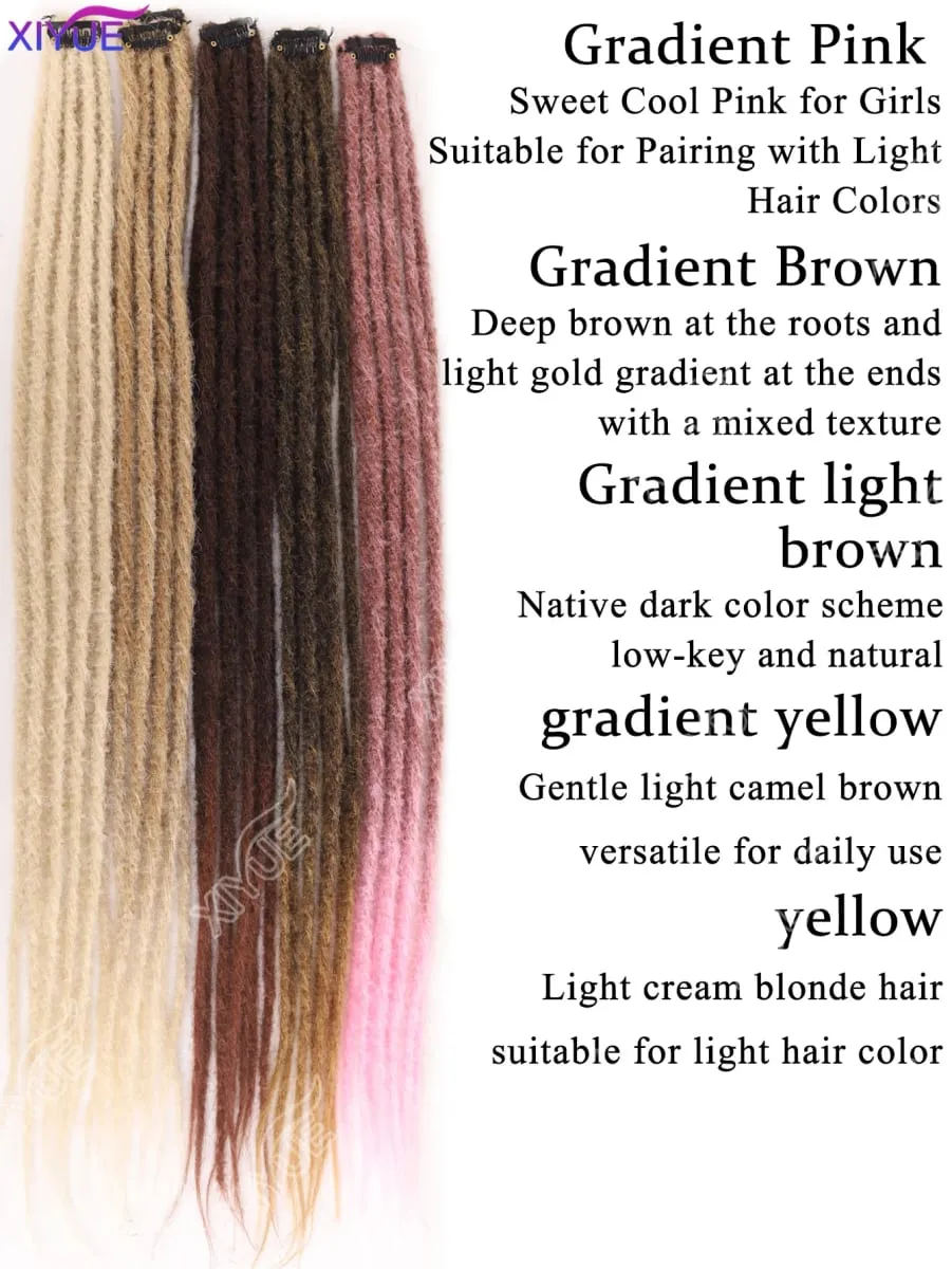 24 Inch Synthetic BB Clip Dreadlock Hair Extensions Dreadlock Extensions Hip-hop Ombre Hair Extensions African Tribe Style XY