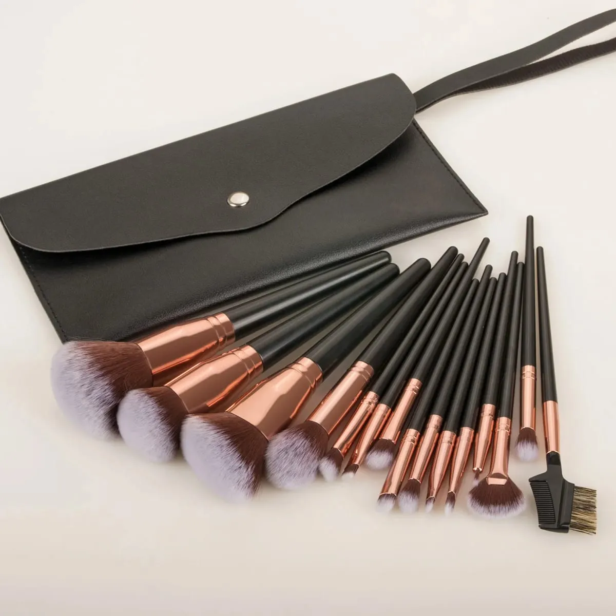 15 pçs pincéis de maquiagem conjunto com saco de armazenamento cerdas macias rosto olho escova kit para fundação blush sombra sobrancelha ferramentas cosméticas