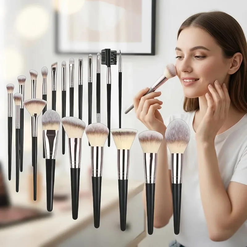 Profissional 3-20 pçs pincéis de maquiagem conjunto macio macio fundação sombra corretivo mistura kabuki ferramenta de beleza feminina