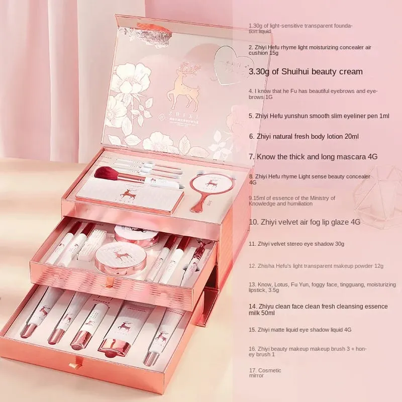 20 pçs conjunto de maquiagem caixa completa batom sombra conjunto presente conjunto completo compõem produtos de cuidados com a pele cosméticos para mulher