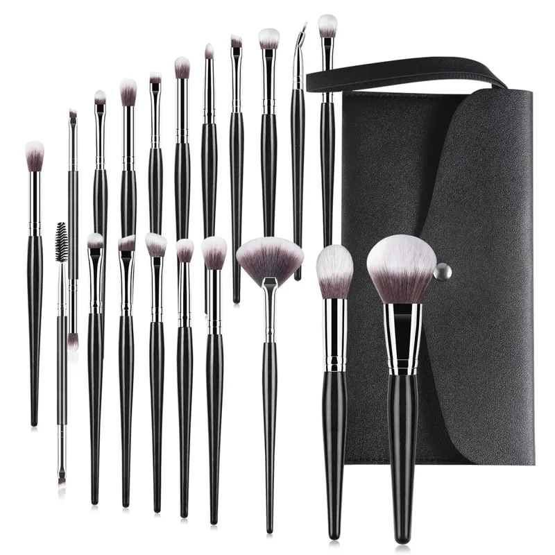 Conjunto de pincéis de maquiagem, 20 peças, base em pó, blush, sombra, sobrancelha, ferramentas cosméticas com bolsa de armazenamento
