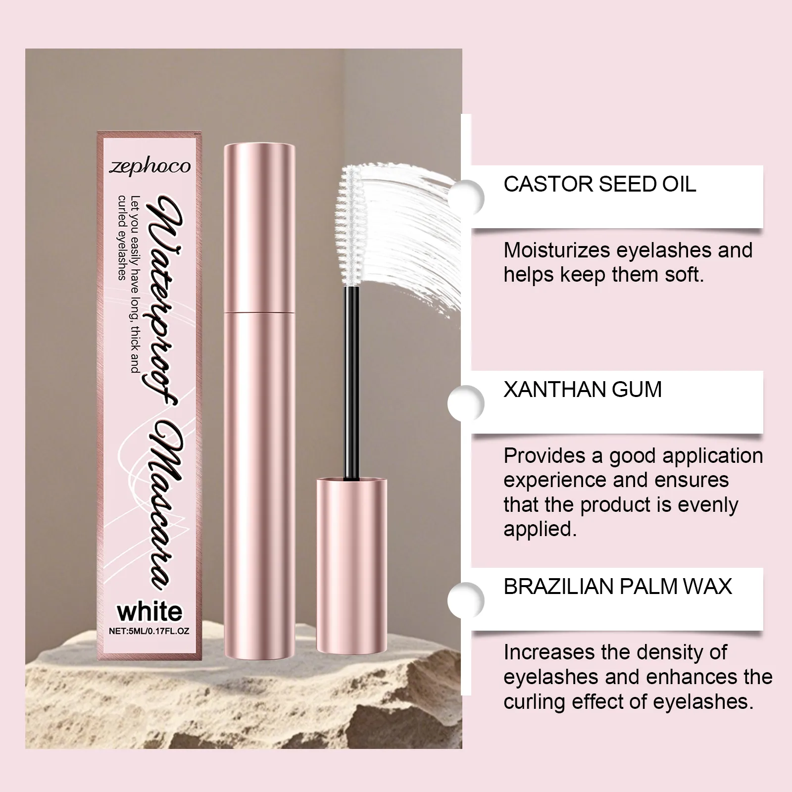 Rímel branco cílios curling líquido de longa duração à prova dlong água natural extensões duráveis ​​maquiagem olho beleza cosméticos escova 5ml