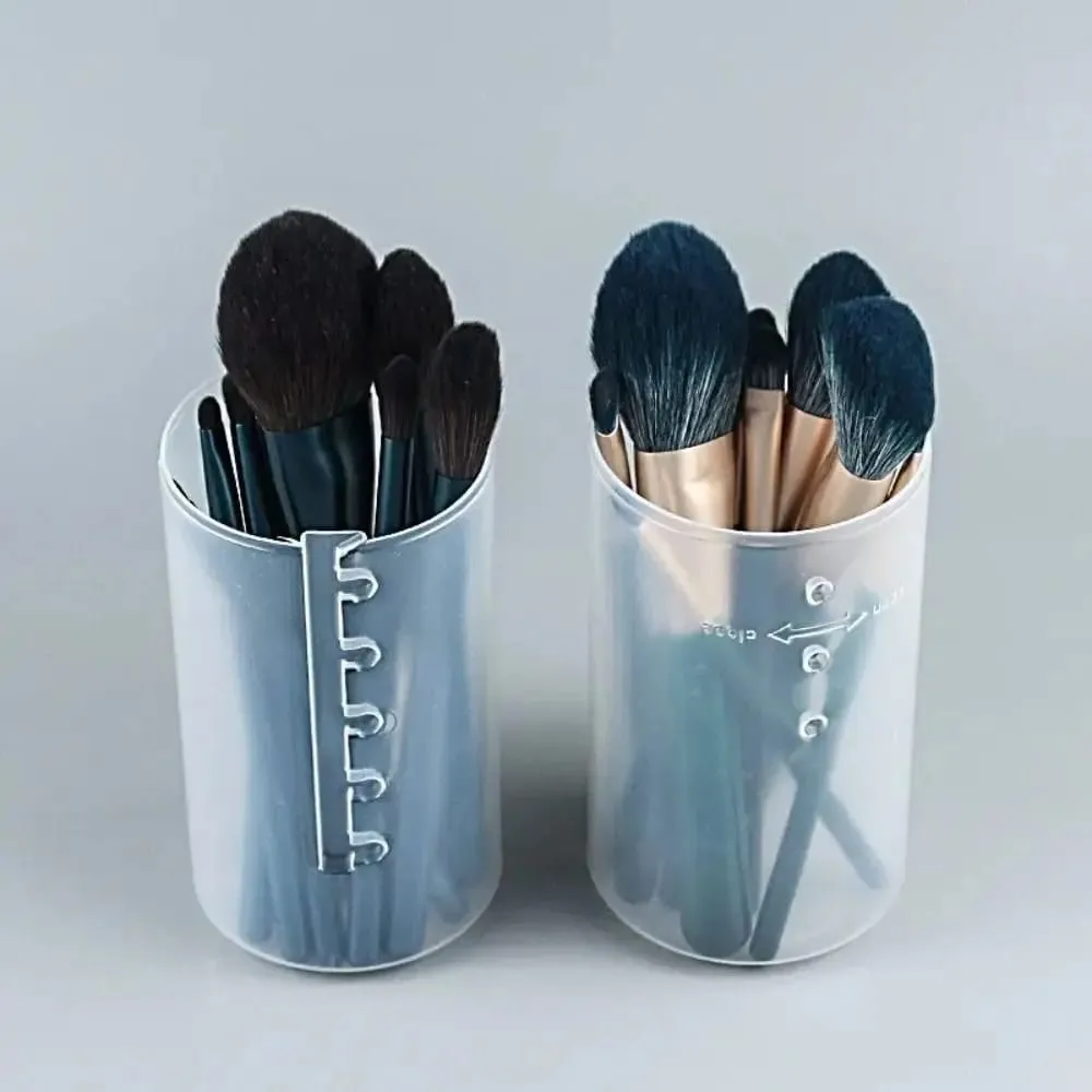New Transparent Adjustable Height PVC Makeup Brush Holder Display Storage Cup Organizer With Lid Dustproof Toiletry Package Box