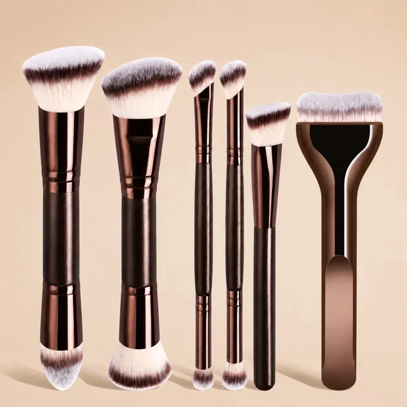 Conjunto de ferramentas de maquiagem multifuncional, 6/9 peças, inclui pincel de base, pincel de pó, blush, corretivo, cont — image 2