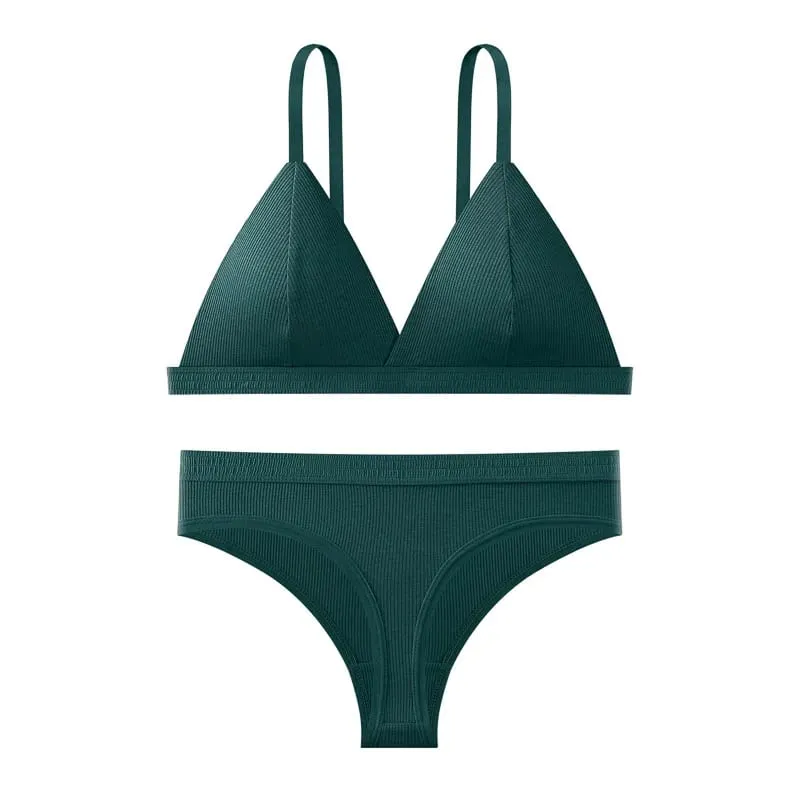 Conjunto de sutiã e calcinha sem costura cor sólida bralette fino sutiãs sem fio cintura baixa tanga lingerie sexy conjunto roupa interior feminina