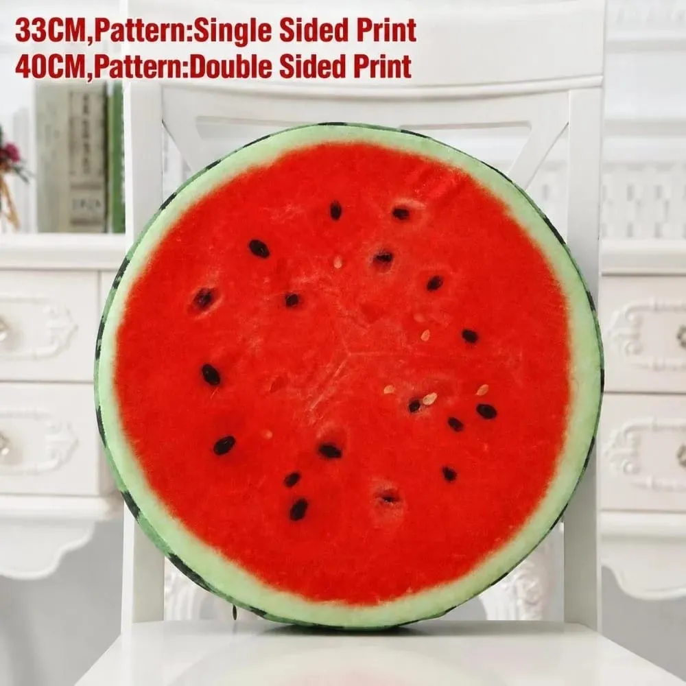 Almofada macia redonda de frutas, simulação de fatia de frutas, almofada de assento, tecido de pelúcia interno, decoração de sofá