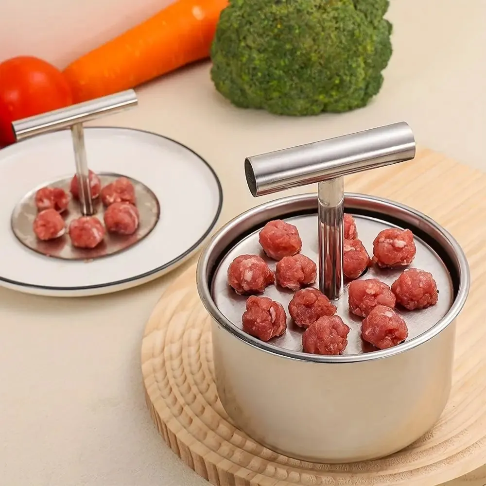 不鏽鋼手壓肉丸機高效率創意肉丸機工具手冊快速簡單 DIY 肉丸