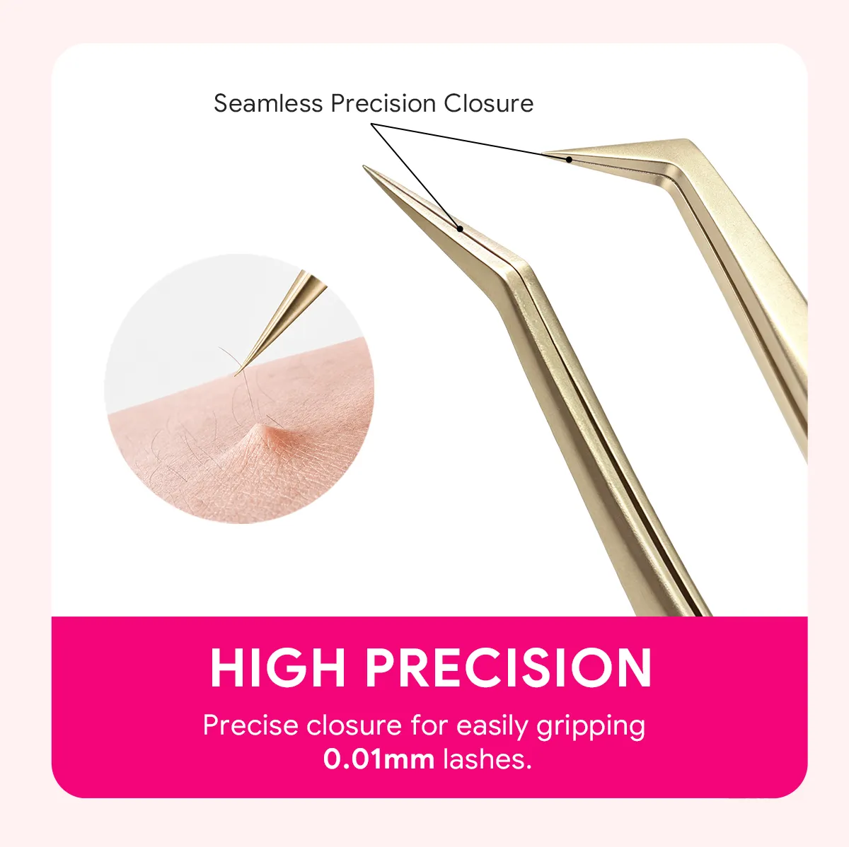 Pinça aplicadora de cílios de precisão, para extensão de cílios, conjunto de cílios postiços, aço inoxidável, ferramenta de maquiagem para salão de beleza