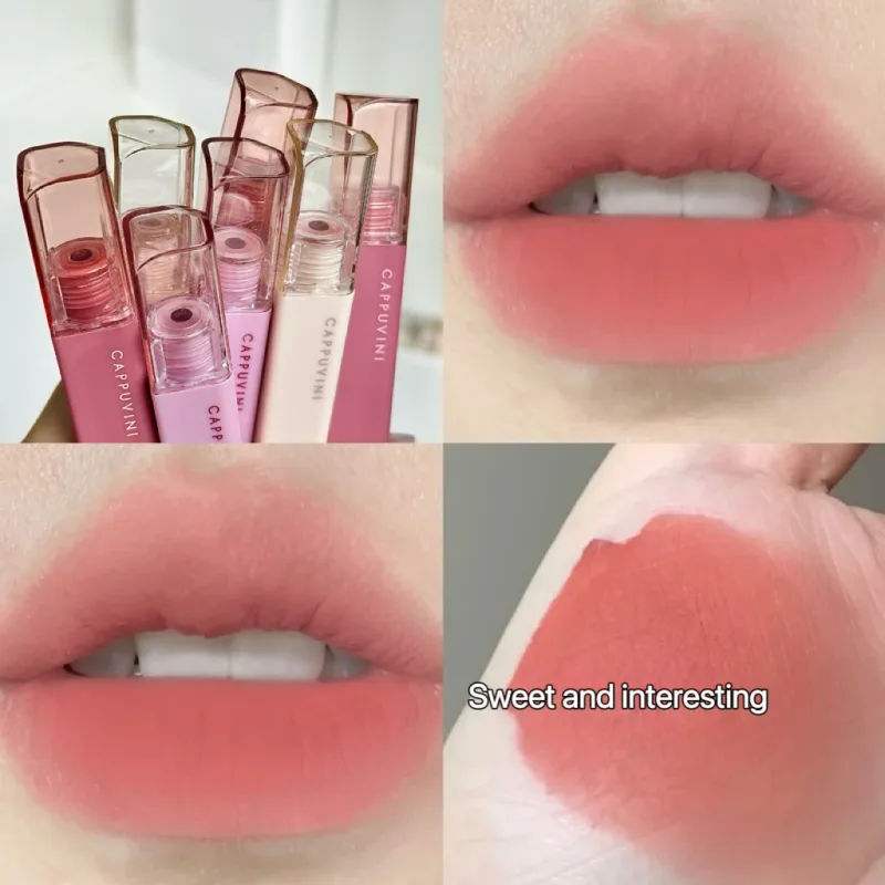 Cappuvini batom líquido fosco de baixa saturação, cinza, rosa, à prova d'água, antiaderente, sem desbotamento, tonalidade labial, cosméticos de maquiagem coreana