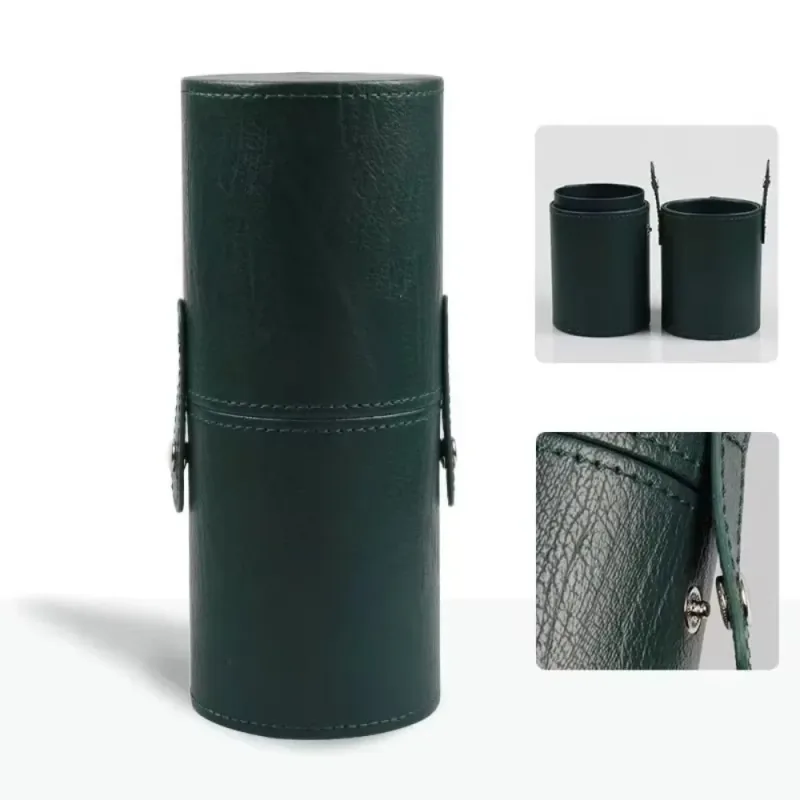 Balde de pincel de maquiagem de couro pu, à prova de poeira, à prova d'água, vazio, porta caneta, organizador portátil de pincéis de maquiagem