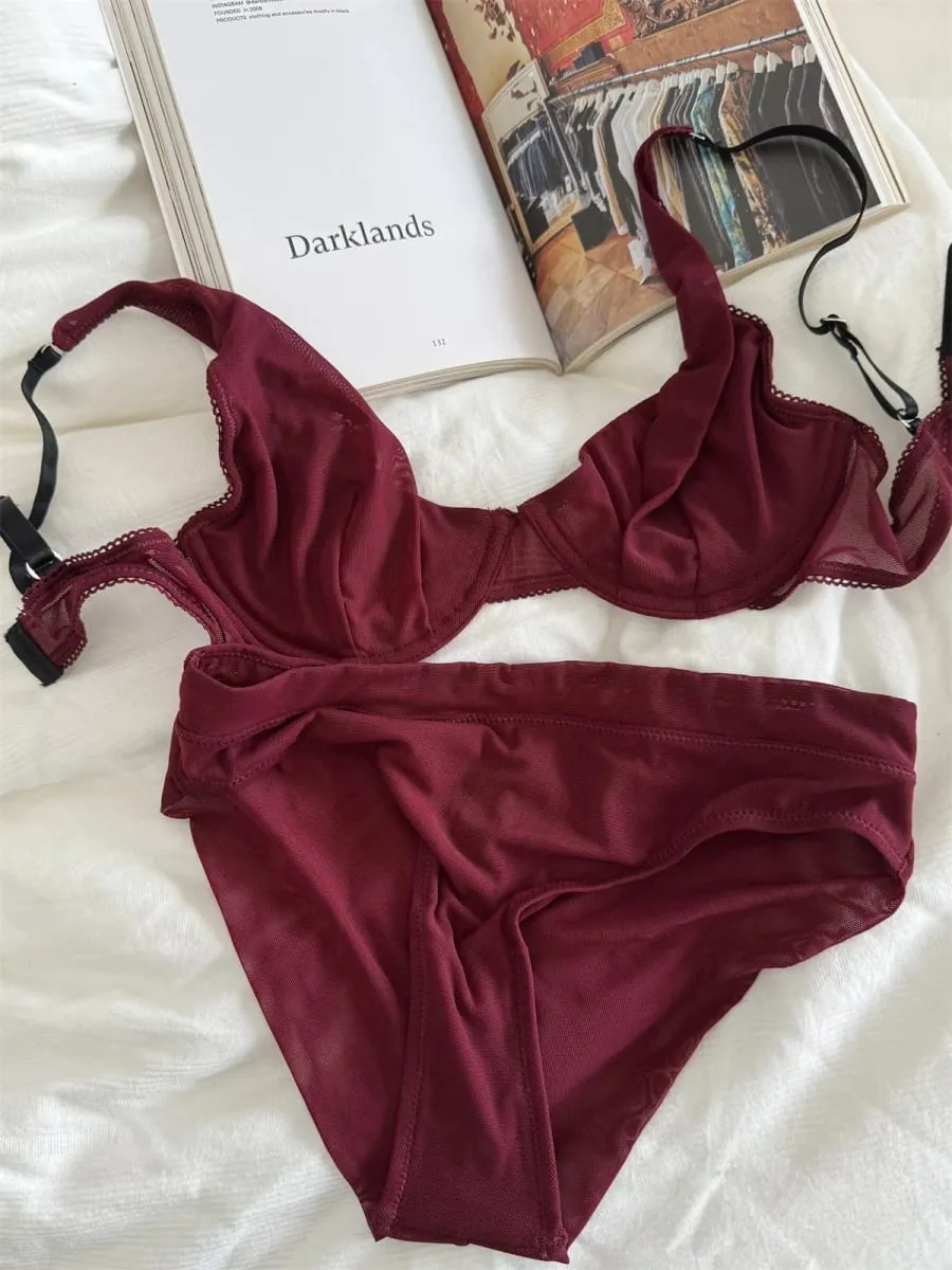 Sutiã de malha lingerie confortável com cuecas terno pequeno fresco roupa interior até apoio seios grandes mostrar pequeno conjunto de sutiã