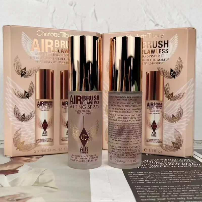 Charlotte Tilbury Airbrush Flawless Setting Spray 100ml 34ml 2PCS Set Setting Spray Moisturizing Hydrate Oil Control MakeUp Gift