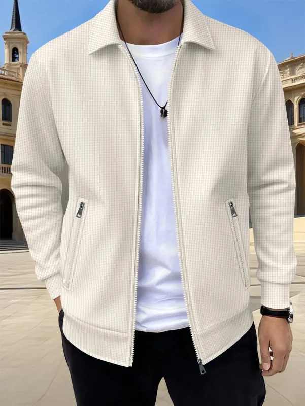2026 nova primavera outono homens cor sólida zip up jaqueta manga longa bolso casual solto casaco moda uso diário masculino outerwear