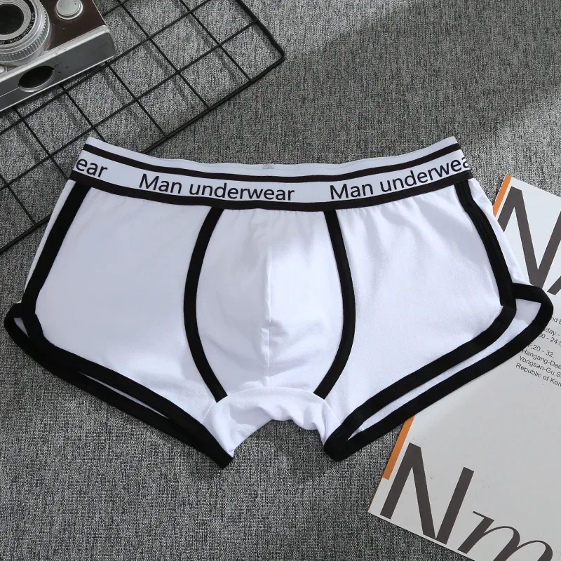 1/4 pçs roupa interior masculina boxers calcinha de algodão respirável sólido boxershorts masculino meados de cintura cuecas tendência homem shorts homme