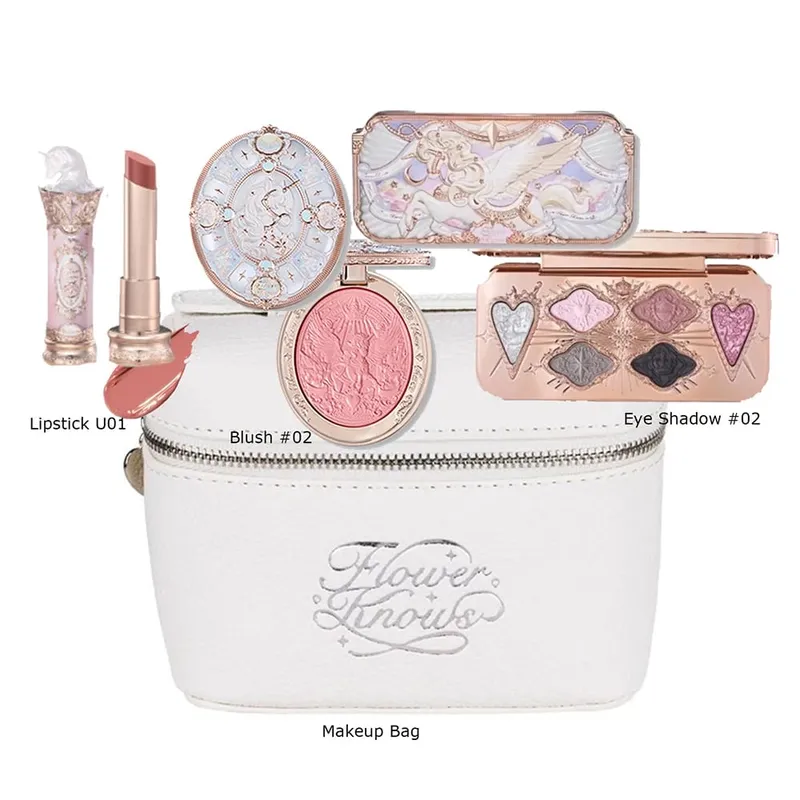Flor sabe conjunto de maquiagem caixa completa cisne urso jardim coleção em relevo blush brilho batom kit fundação tudo em kit de maquiagem