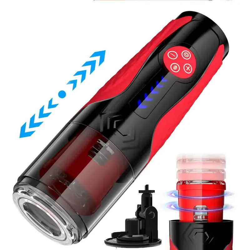 Masturbador automático para homens, rotação telescópica, copo de masturbação com alça, suporte para telefone, produtos adultos, brinquedo sexual para homens 18 +