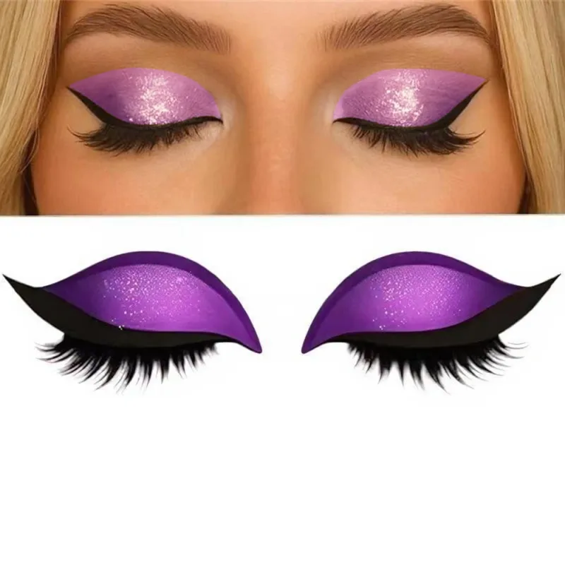 Reutilizável 1 par preguiçoso sombra de olho cílios remendo 2-em-1 adesivo de maquiagem dos olhos com cílios postiços & sombra à prova dwaterproof água ferramentas cosméticas