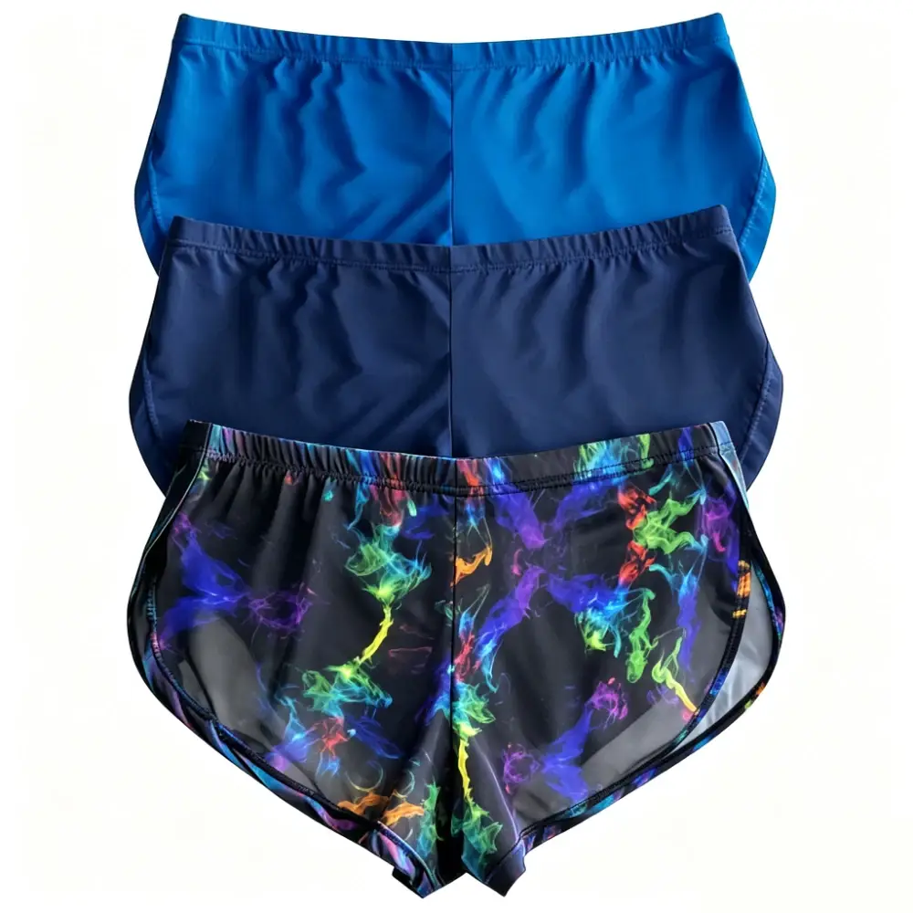 Moda exclusiva masculina com estampa de fumaça, calções de seda gelo com lado dividido, cintura baixa, secagem rápida, shorts esportivos para academia, corrida diária