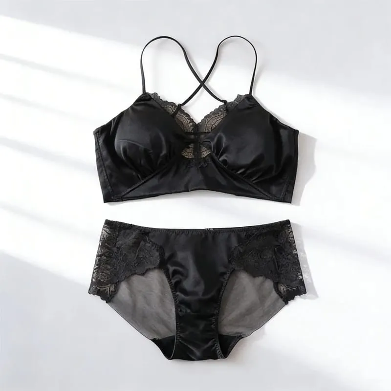 Sutiã fino de seda amoreira natural, 19mm, alças transversais ajustáveis, costas bonitas sem anel de aço, conjunto de roupa íntima feminina sexy