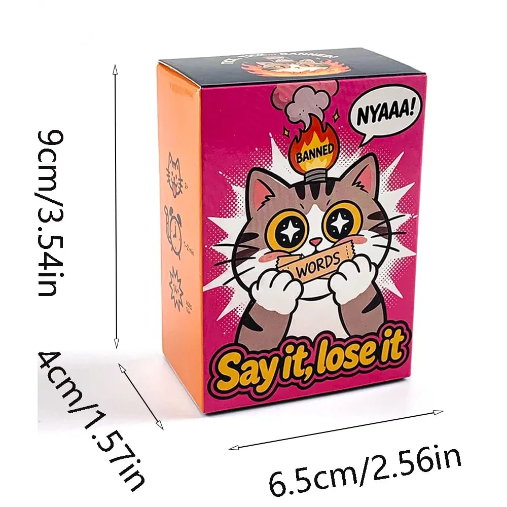 Say It Lose It Banned Words Guessing Card Game Cartoon Cat Design Family Party Interactive Board Game Holiday Entertainment Game