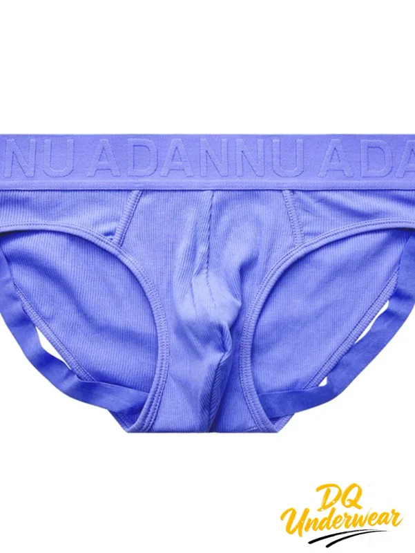 1 Uds. Calzoncillos masculinos acanalados de Color sólido ADANNU Logo en relieve cintura elástica comodidad calzoncillos de Bikini diarios AD759
